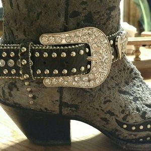 Boot Bracelets with Cross and Wing Bling