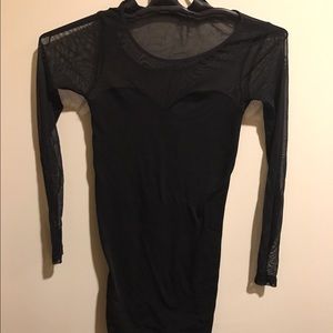 Black tight bodycon dress mesh black long sleeves