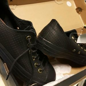 Converse Black Leather athletic shoes