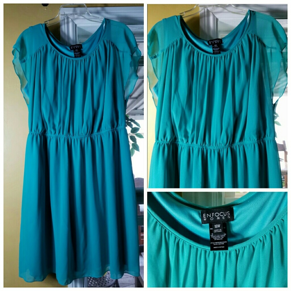 Teal Dress with built-in Slip