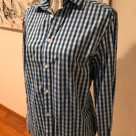 Blue and purple gingham style shirt - Picture 1 of 4
