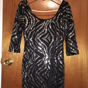 Gorgeous silver embellished black dress