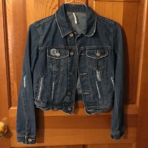 Free people distressed denim jacket