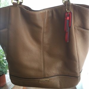 Authentic Brown leather coach tote