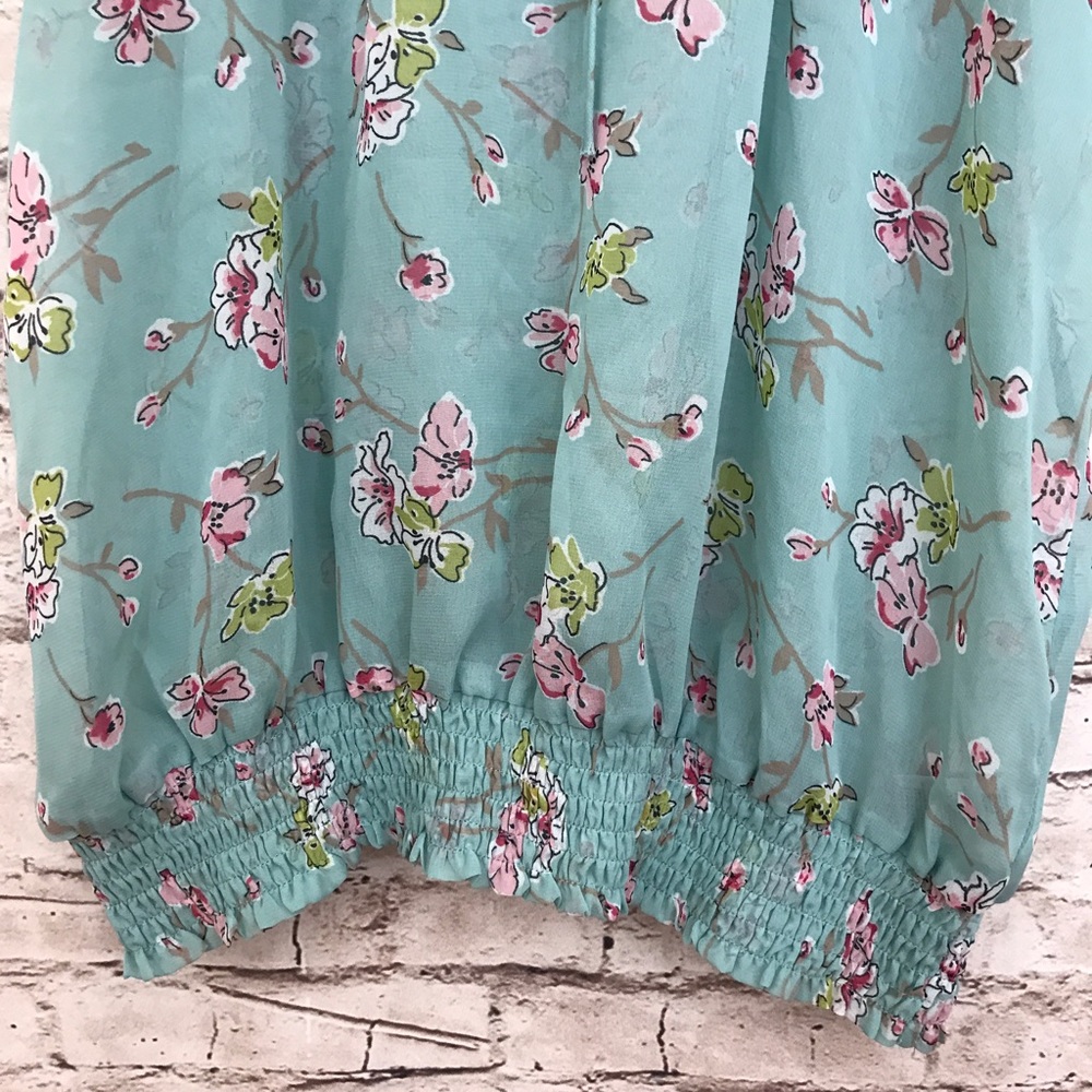 Twentyone Forever21 Mint Floral Blouse Sz Medium - Picture 4 of 8