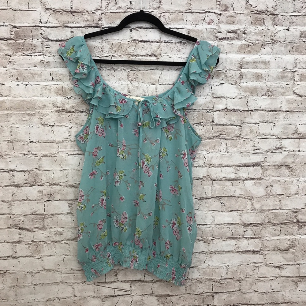 Twentyone Forever21 Mint Floral Blouse Sz Medium - Picture 7 of 8