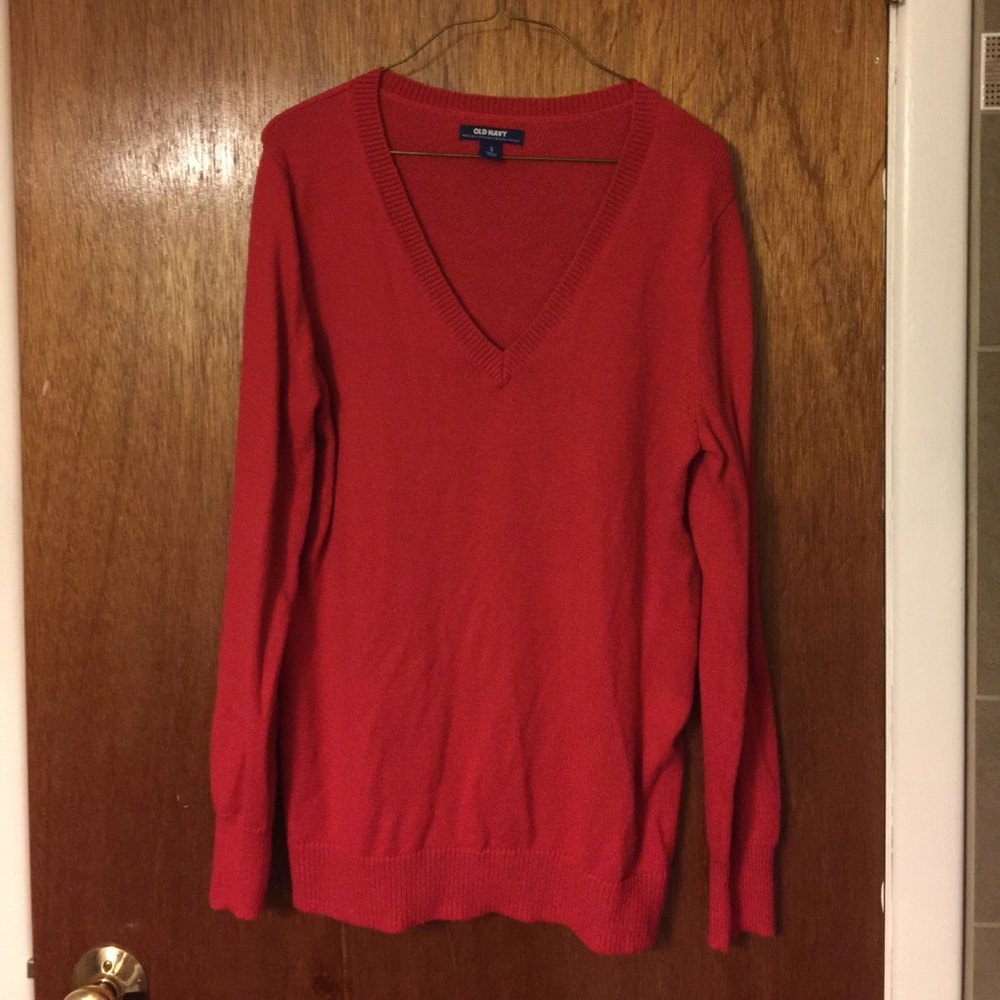 Red vneck sweater