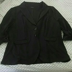 Lightweight two button, black cotton blend blazer