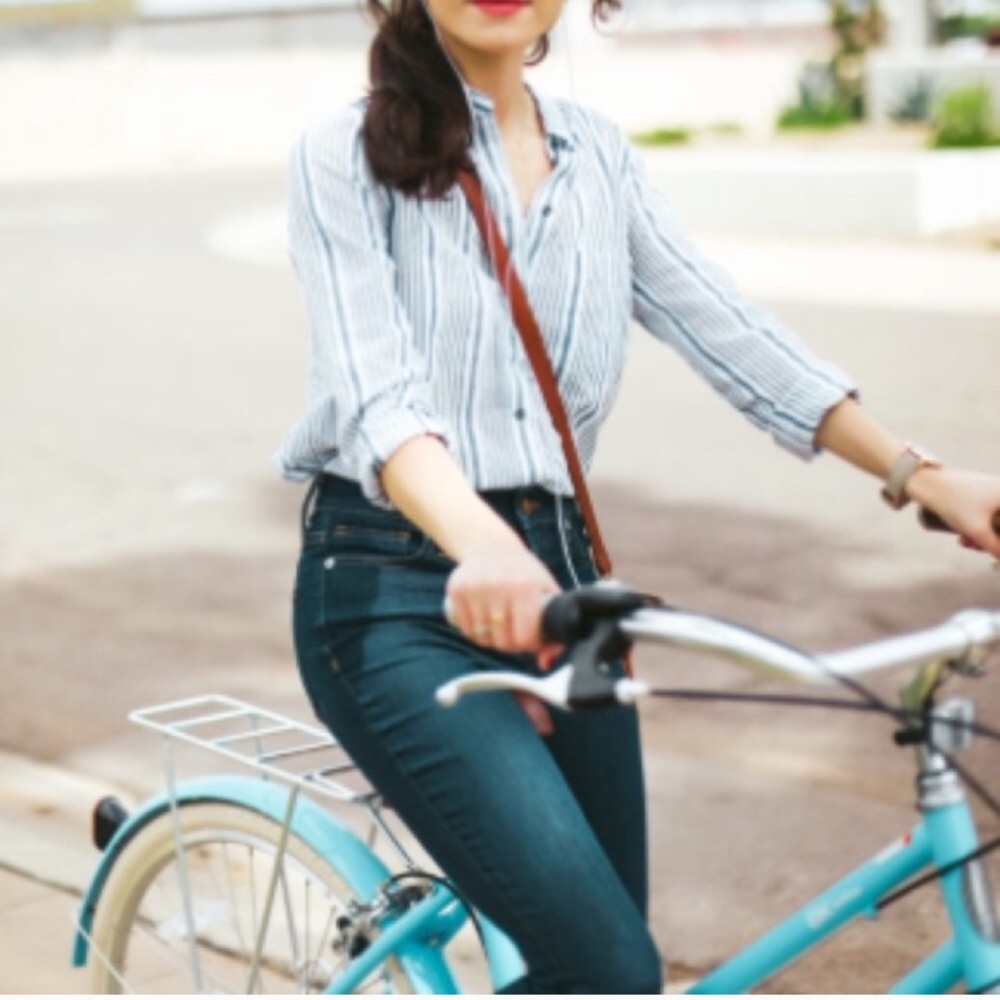 Madewell tie front shirt button down xxs stripe