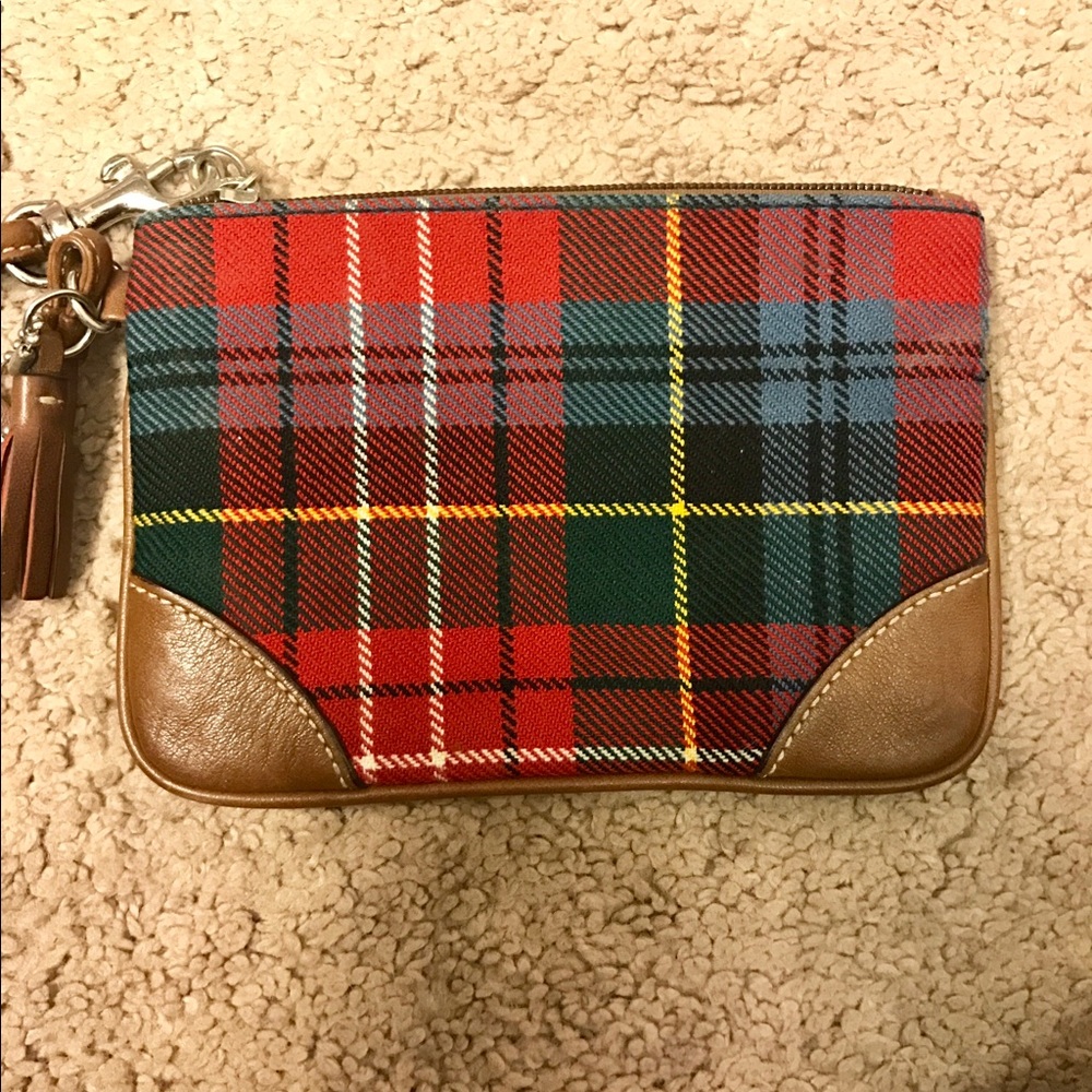 Coach Plaid Wristlet