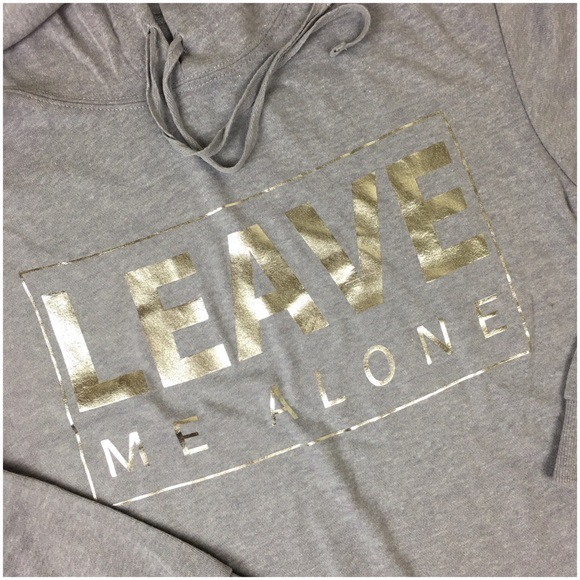 Sweatshirt Top Hoodie Grey Silver Metallic Lettering Pouch Pocket Lightweight - Picture 6 of 6