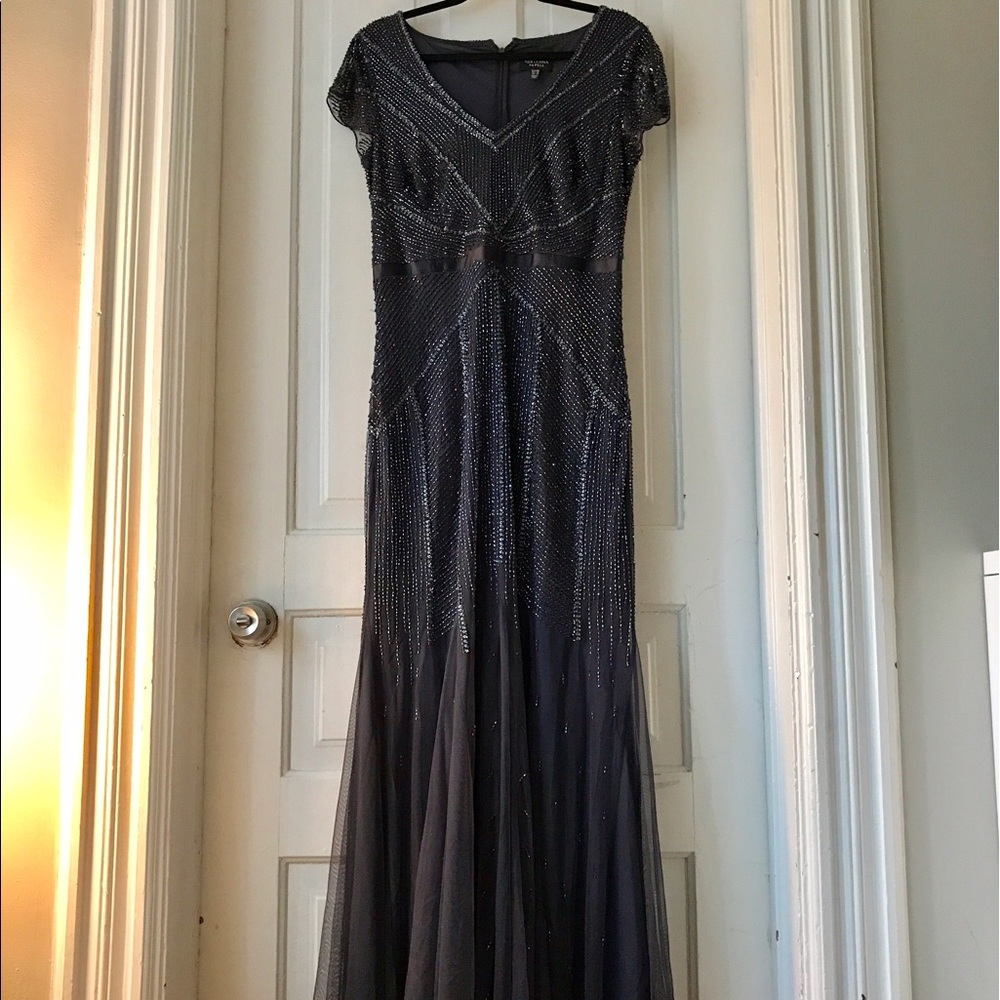 Adrianna Papell Purple Full Length Gown