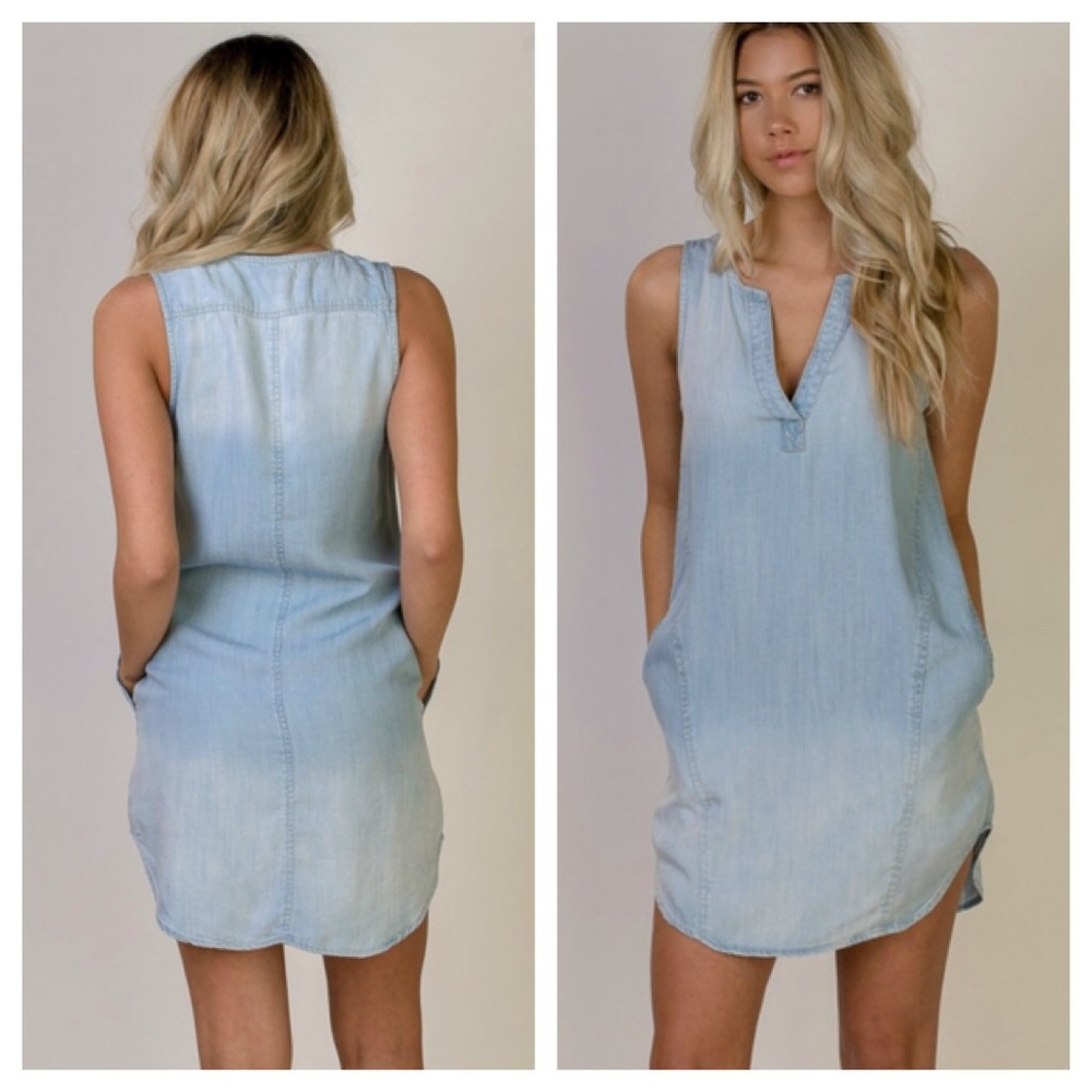 🆕Anthropologie Cloth & Stone Chambray Dress. NWOT - Picture 2 of 4