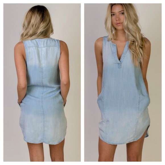 🆕Anthropologie Cloth & Stone Chambray Dress. NWOT - Picture 2 of 4