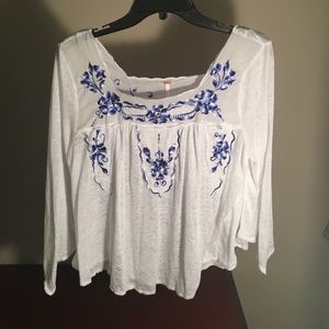 Flower embroidered free people top