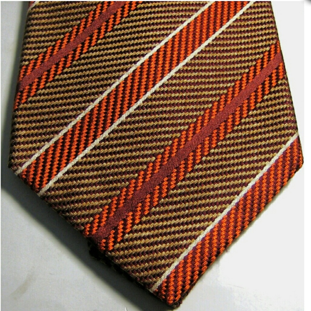 KITON Rich Brown Burnt Orange Stripe Made in Italy