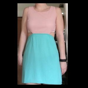 Pink& Seafoam green cut out sides Dress