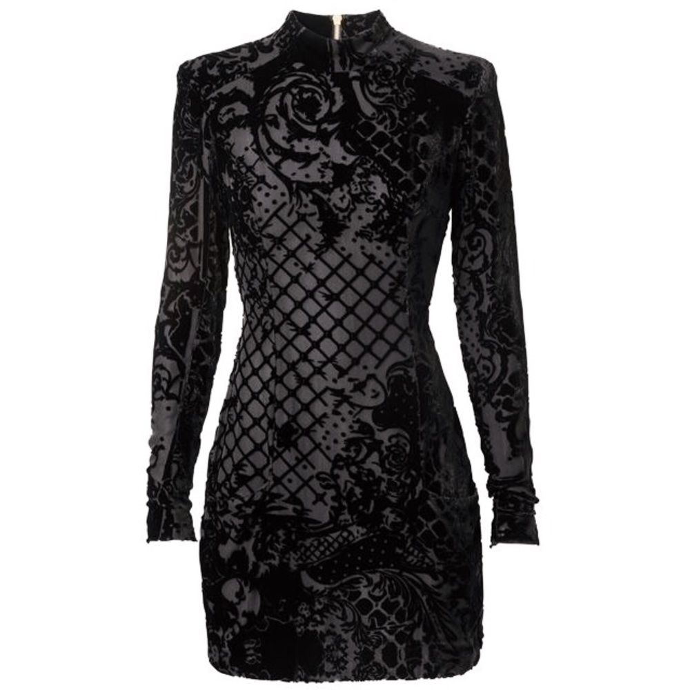 BALMAIN X. H&M BLACK LONG SLEEVE VELVET DRESS🔥
