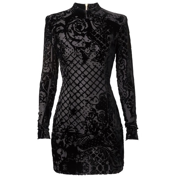 BALMAIN X. H&M BLACK LONG SLEEVE VELVET DRESS🔥 - Picture 1 of 6