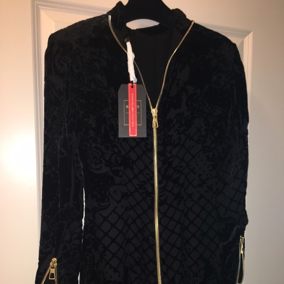 BALMAIN X. H&M BLACK LONG SLEEVE VELVET DRESS🔥 - Picture 4 of 6
