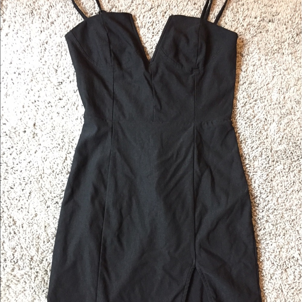 Tobi black slit dress