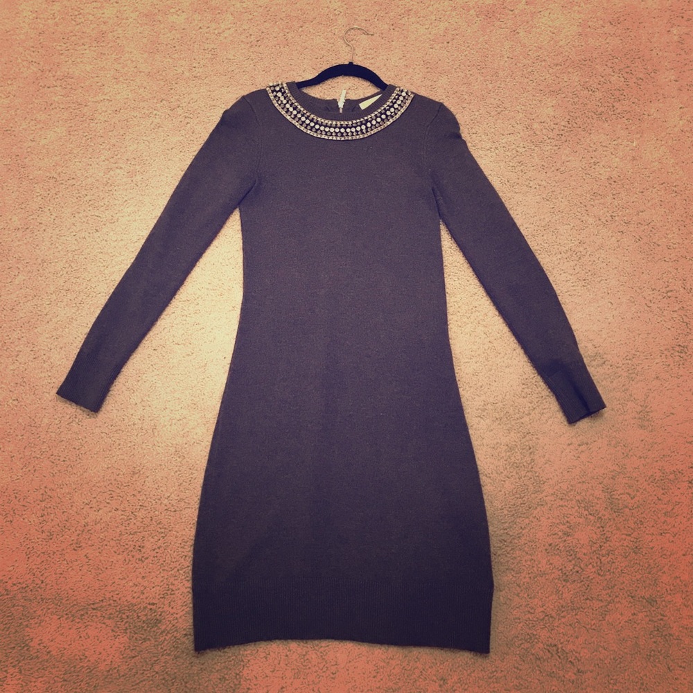 Michael Kors grey sweater dress with sparkle
