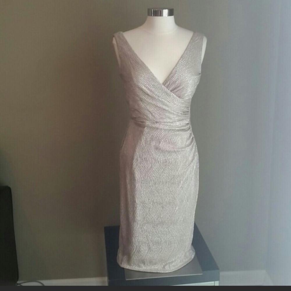 Champagne colored shimmering cocktail dress