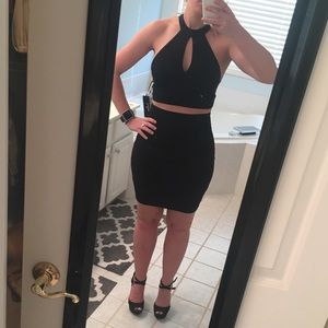 Lulus Chic My Interest Black Lace Two-Piece Dress