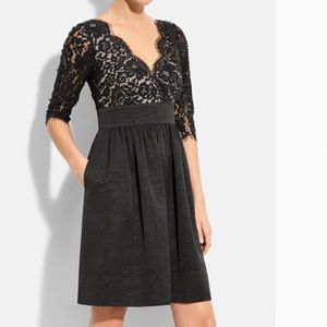 Eliza J Lace & Faille Dress Black