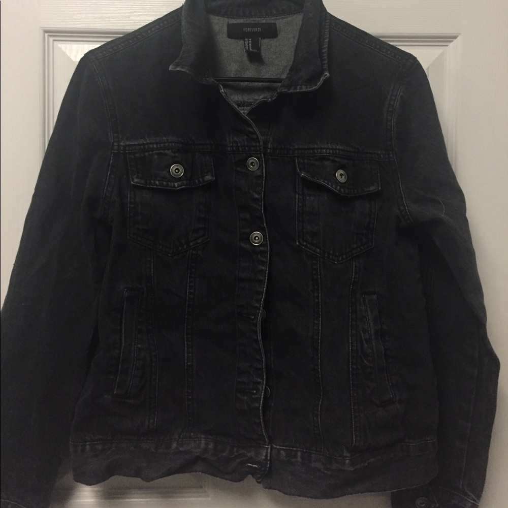 Used Forever 21 Faded Black Denim Jacket