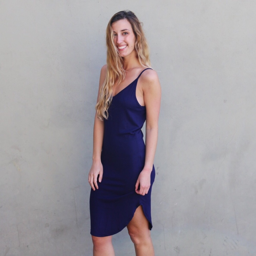 navy tank midi dress - Picture 1 of 4