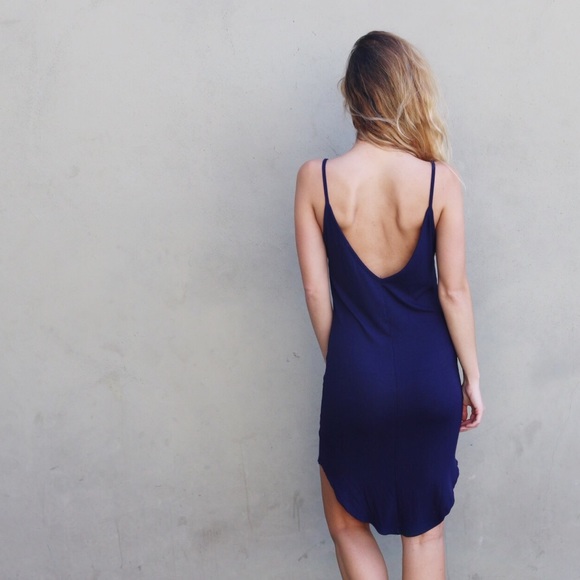 navy tank midi dress - Picture 3 of 4