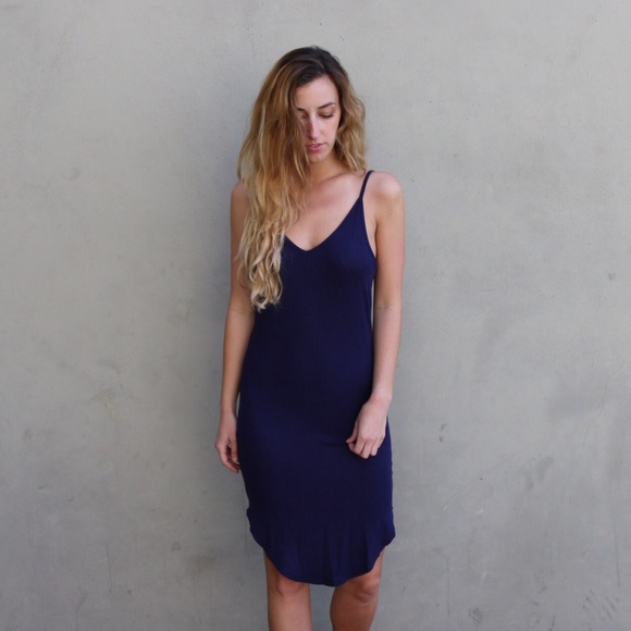 navy tank midi dress - Picture 4 of 4