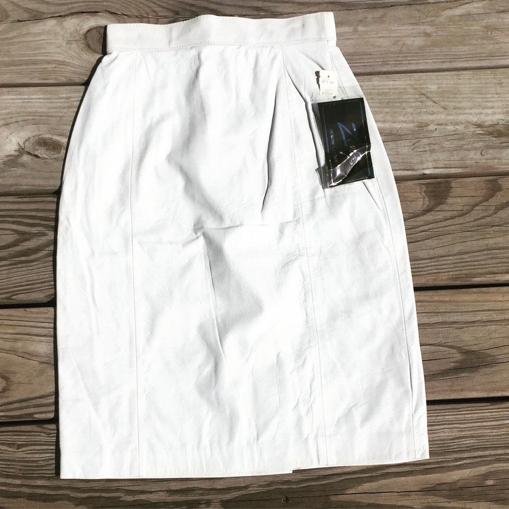 Vintage White Leather Pencil Skirt