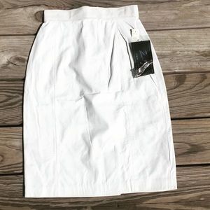 Vintage White Leather Pencil Skirt