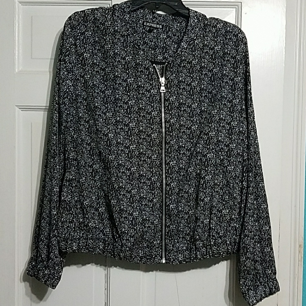 Satin black and white Express Bomber Jacket