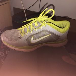 Grey and green nikes