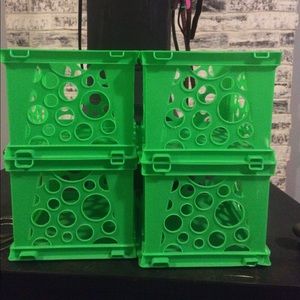 Four lime green boxes