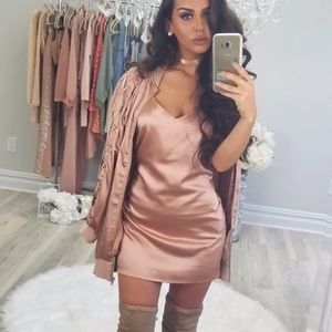 Carli Bybel X Missguided rose gold bomber jacket