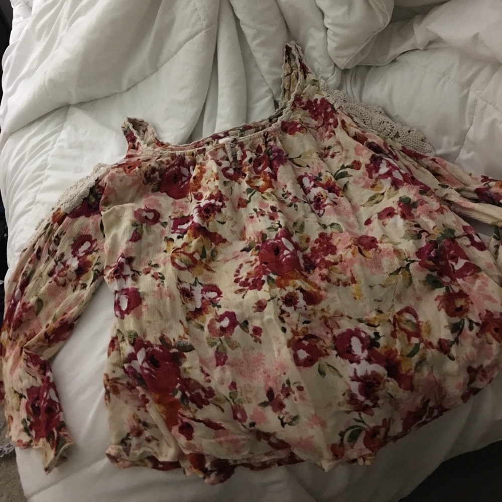 Cold shoulder floral blouse