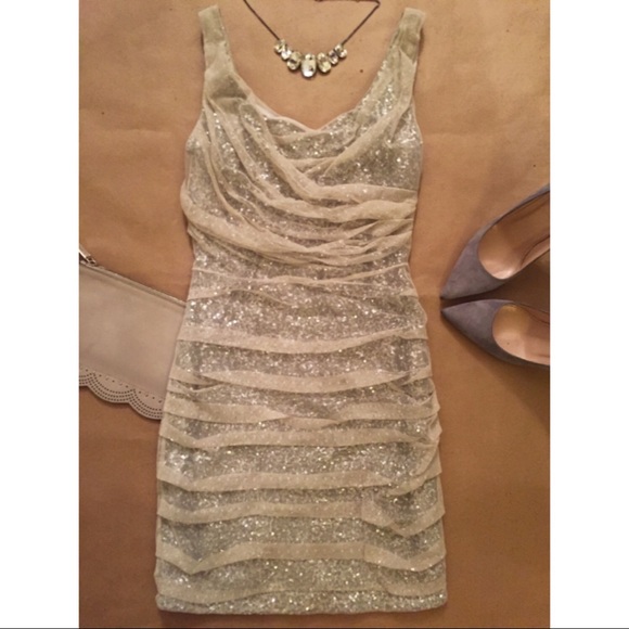 Express Dresses & Skirts - EXPRESS/ sequins with tulle overlay