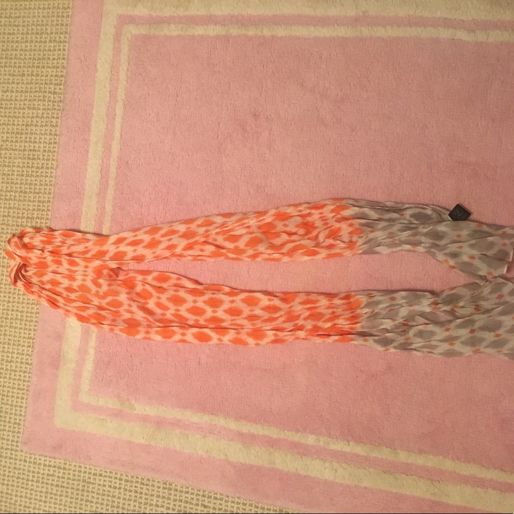 Orange gray and white scarf