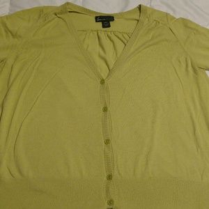 Green cardigan.