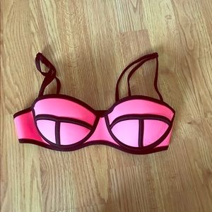 Neon pink push up swim suit top