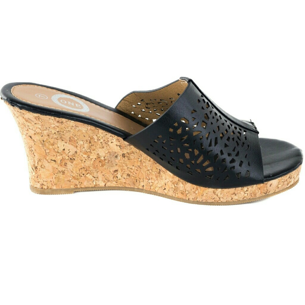 Women Wedge Sandals,  SLW-2089, Black - Picture 2 of 3