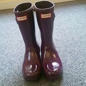 Hunter Short Gloss Boots Bright Violet, 8.5 (EU39)
