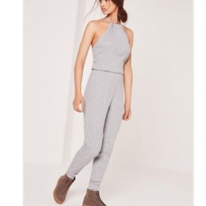 Brand New Grey Halter Neck Ribbed Jumpsuit!