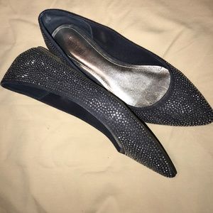 Silver studded Jennifer Lopez denim flats