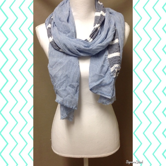 Accessories - Blue and Gray Striped Scarf