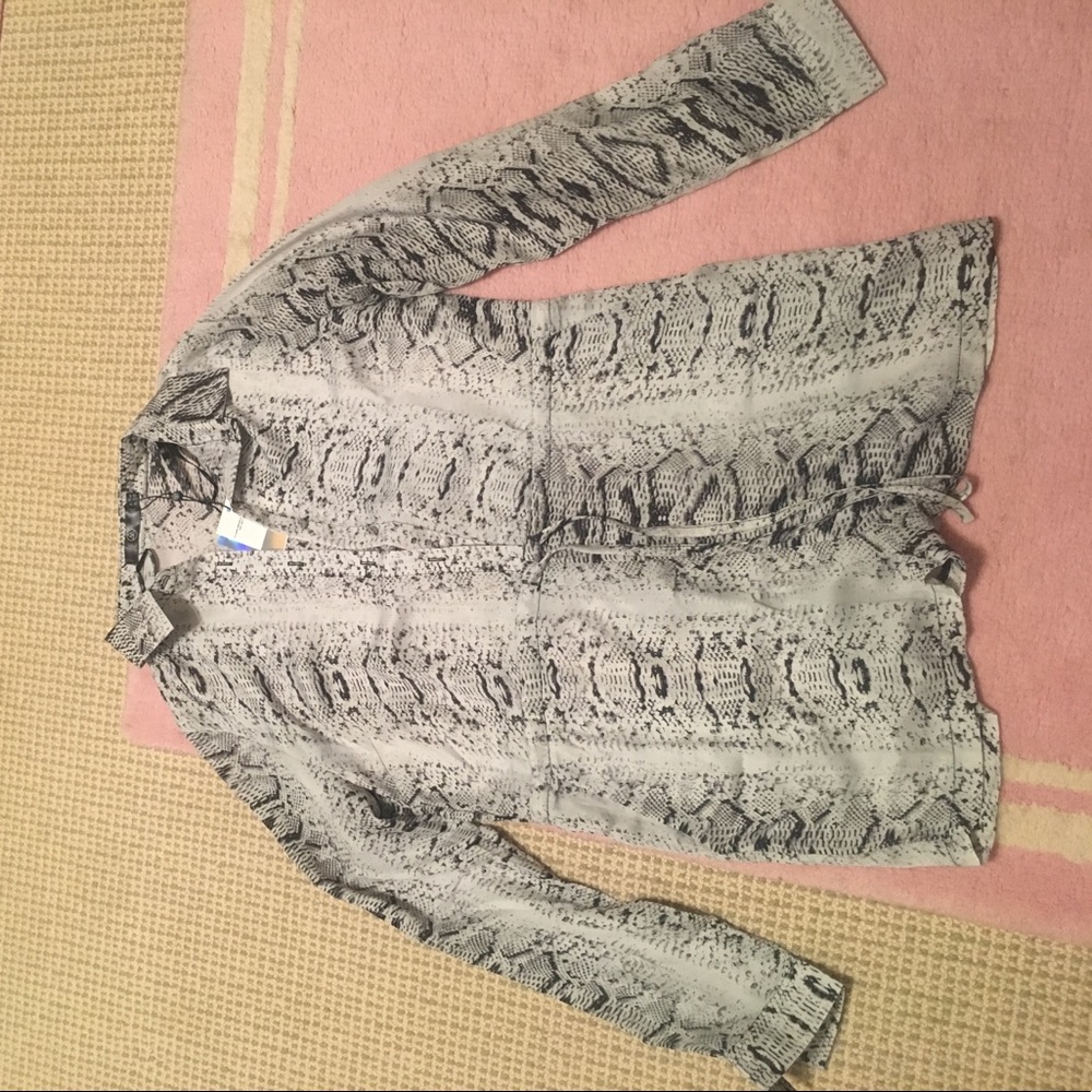 Black and white snakeskin long sleeve romper